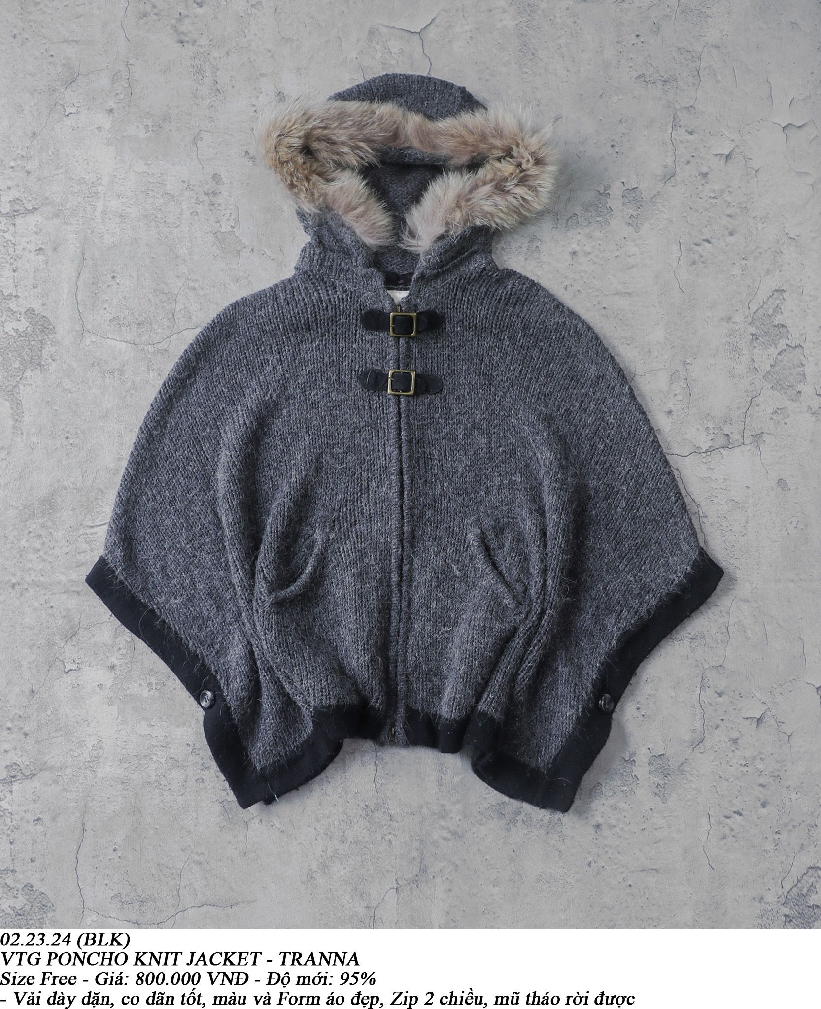 02.23.24 - VTG KNIT PONCHO JACKET - TRANNA