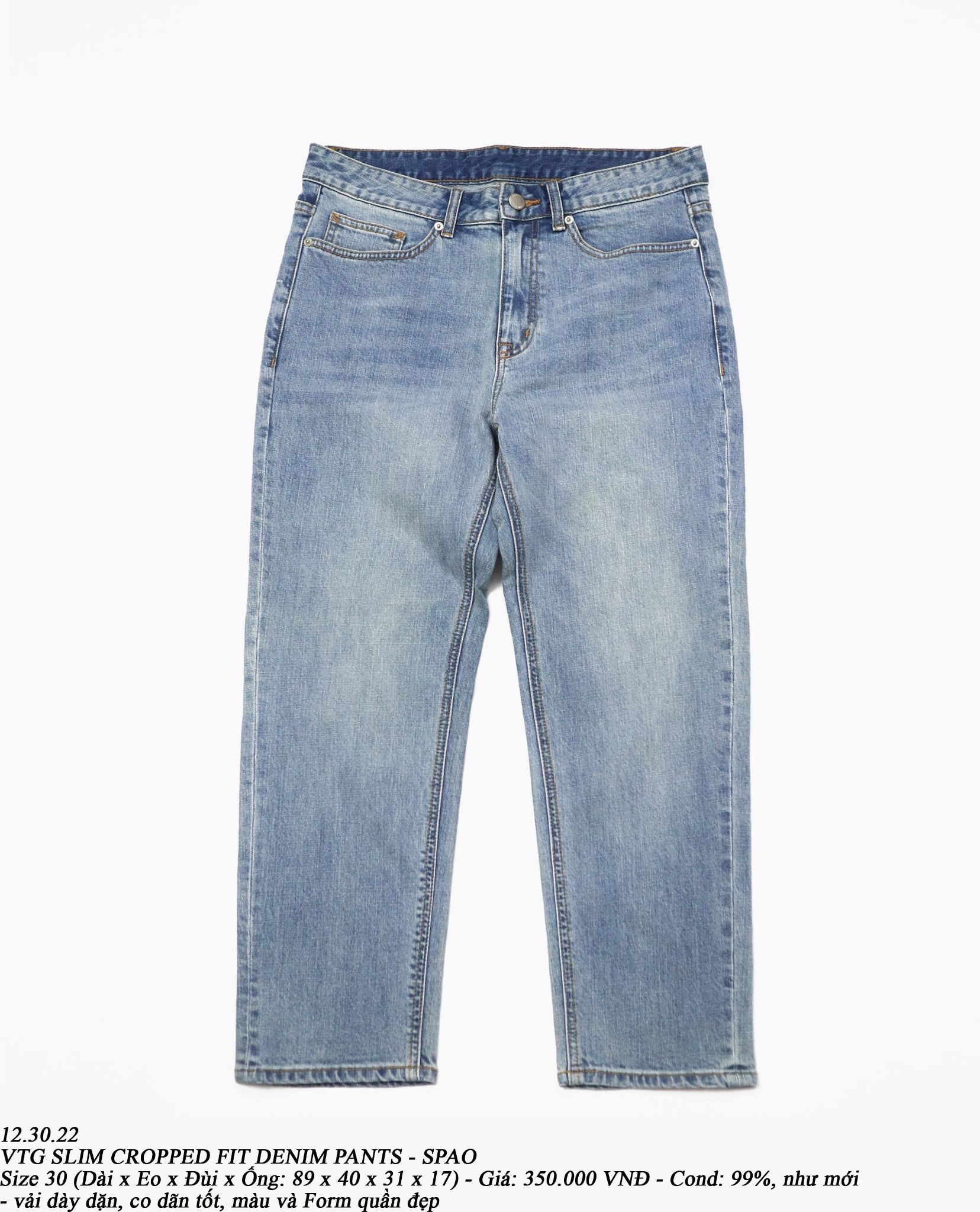 12.30.22 - VTG SLIM CROPPED FIT DENIM PANTS - SPAO