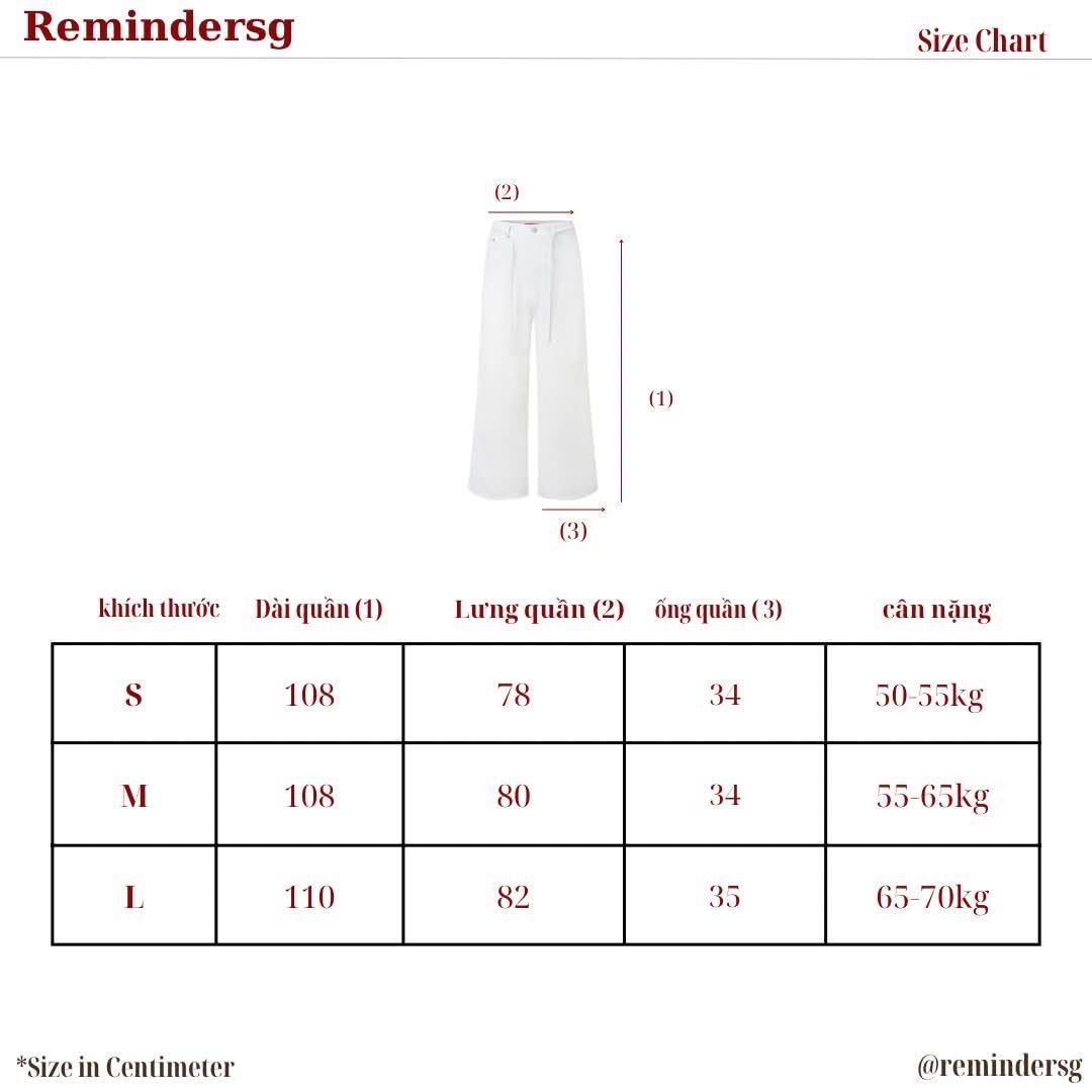 QUẦN JEAN REMINDER ‘ BASIC ‘ MÀU TRẮNG DÀI SẢN PHẨM CHÍNH HÃNG