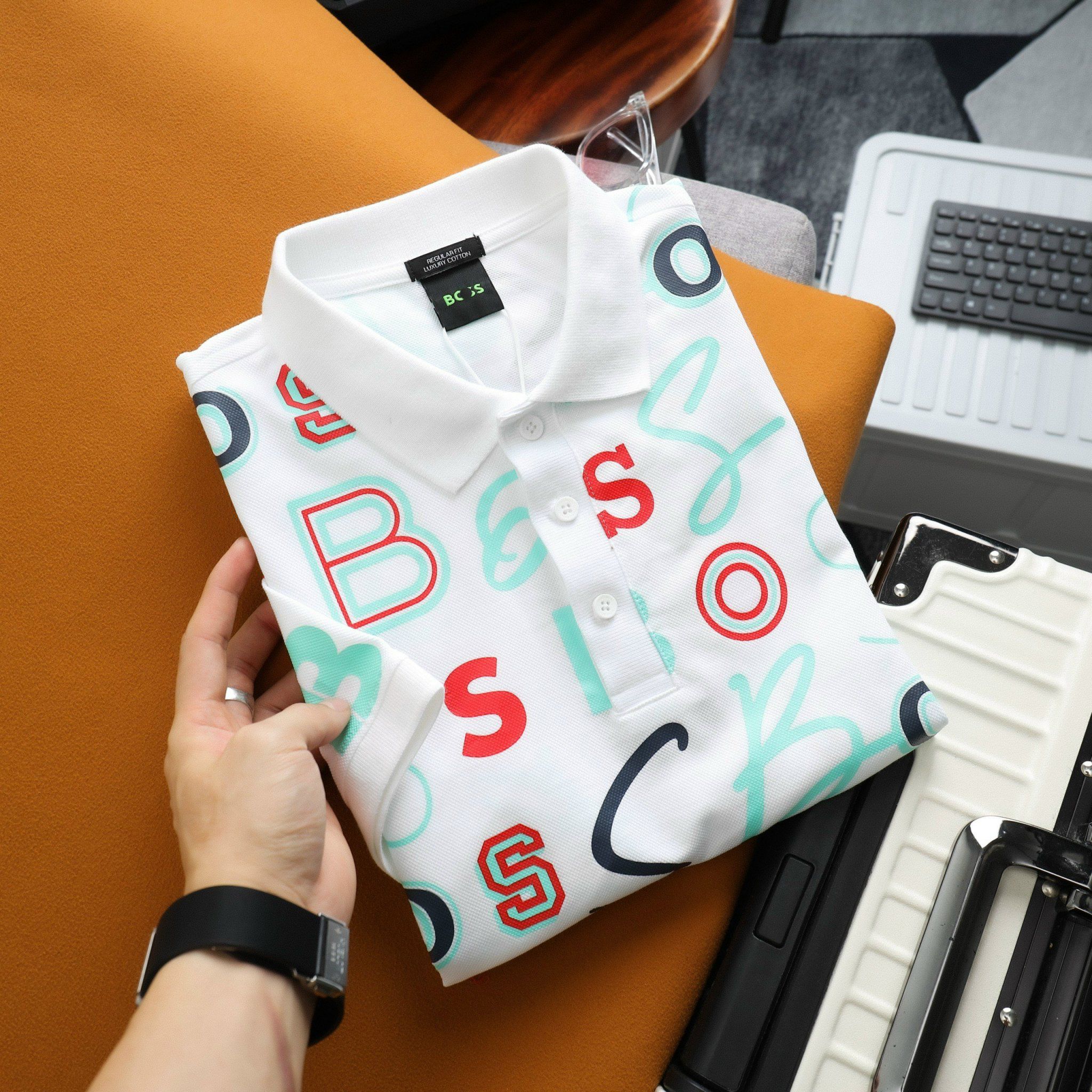 Polo BOSS Họa Tiết Monogram