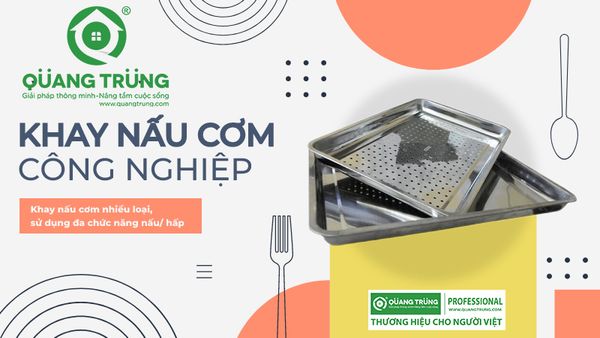 Khay lỗ inox 304 dùng cho tủ nấu cơm, KT 40x60x7cm (khay sâu, nấu 4kg/mẻ)