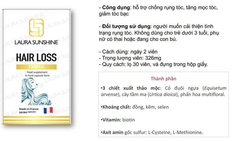  Hair Loss - Viên Uống hỗ trợ mọc tóc Laura Sunshine Nhật Kim Anh 