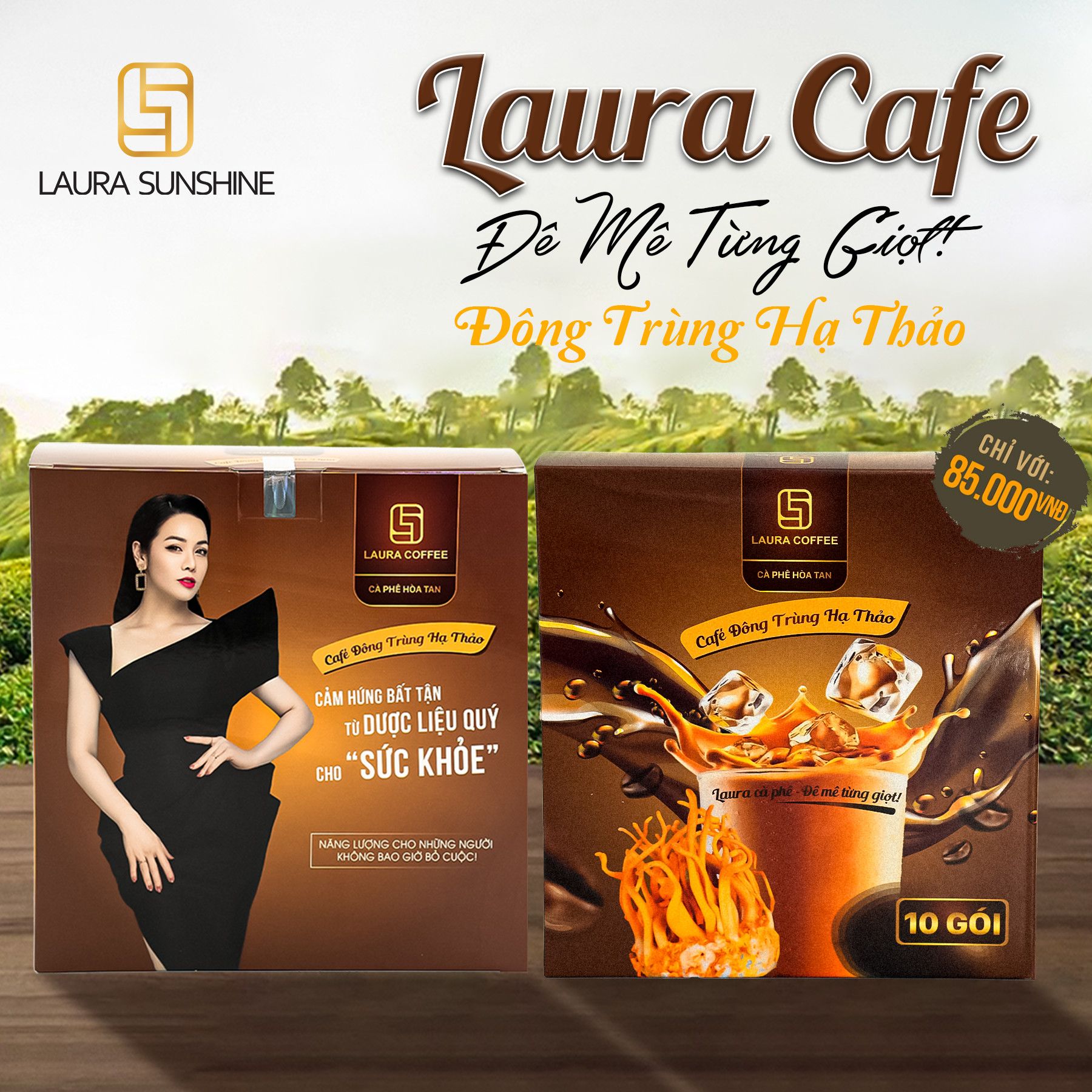  Cà phê Đông trùng Hạ thảo (Hộp 10 gói) Laura Coffee - Laura Sunshine Nhật Kim Anh 