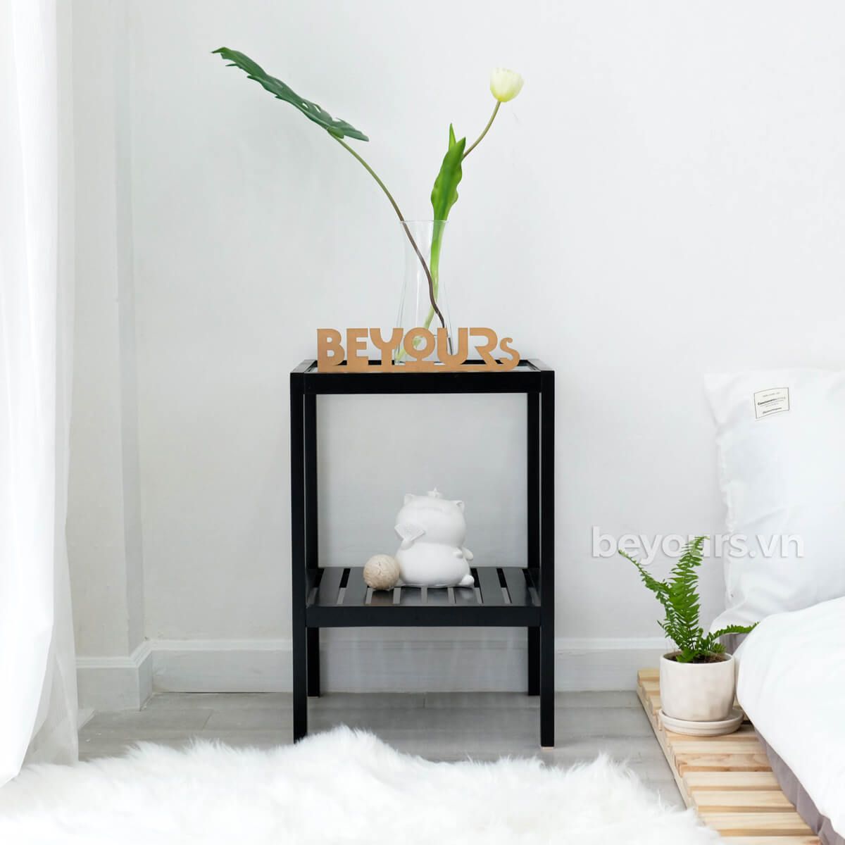 Tab Đầu Giường BEYOURs Glass Shelf Black