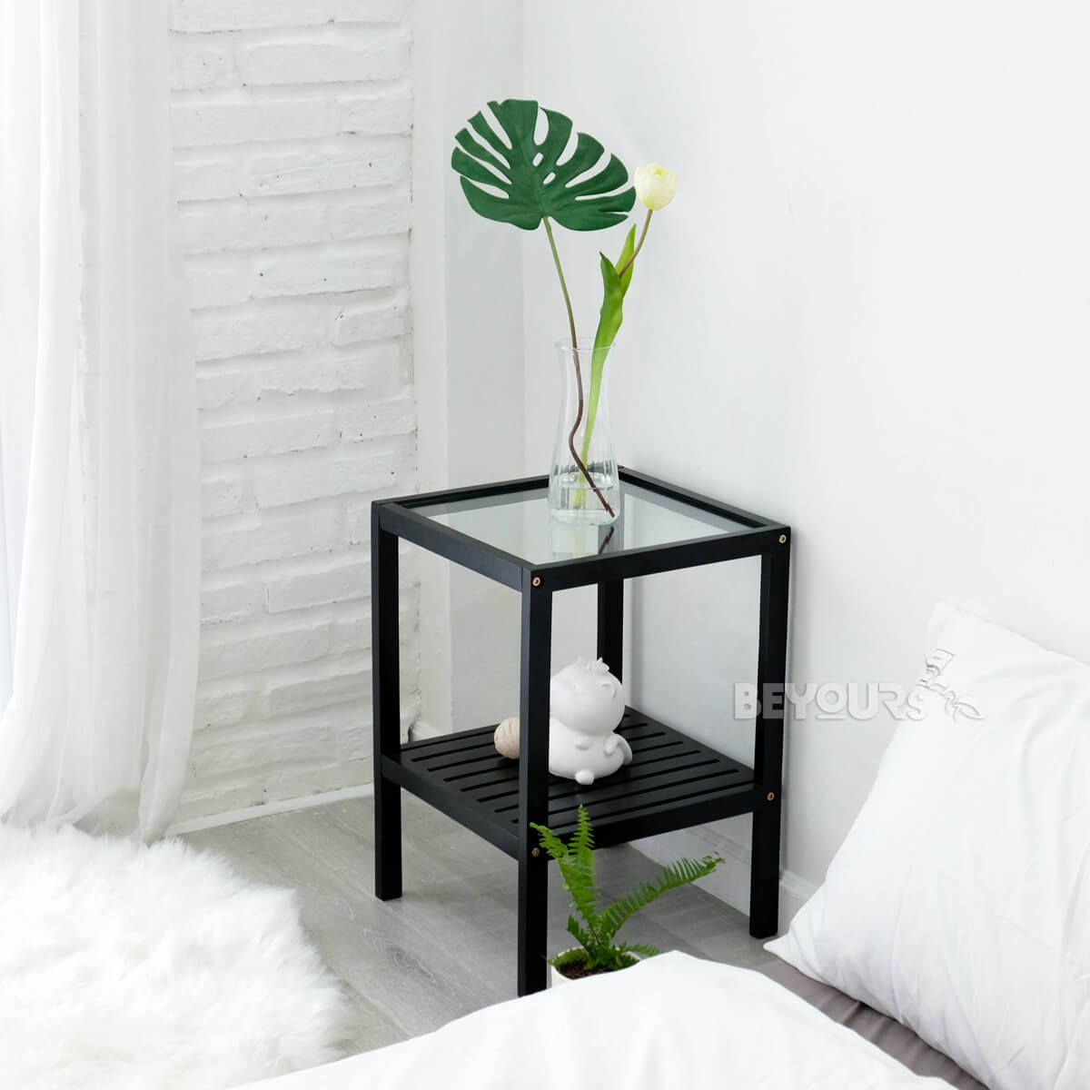 Tab Đầu Giường BEYOURs Glass Shelf Black