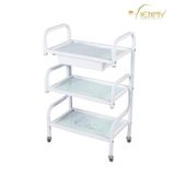 Kệ đẩy chân sắt sơn tĩnh điện, khay mặt kính KS 002