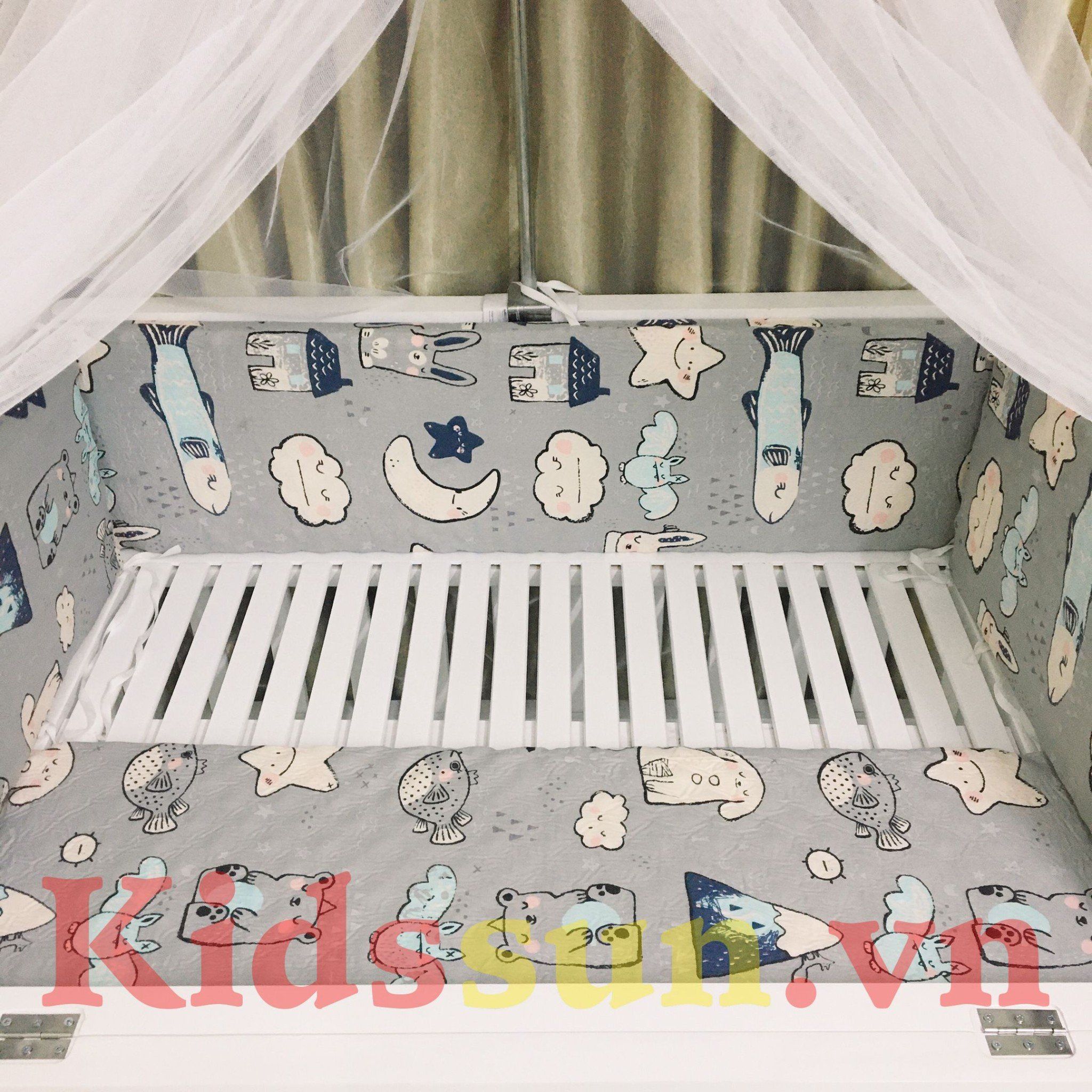 Bộ Vỏ 4 Tấm Quây Cho Giường Cũi Trẻ Em Không Bao Gồm Ruột Nhiều Màu Sắc Và Kích Thước