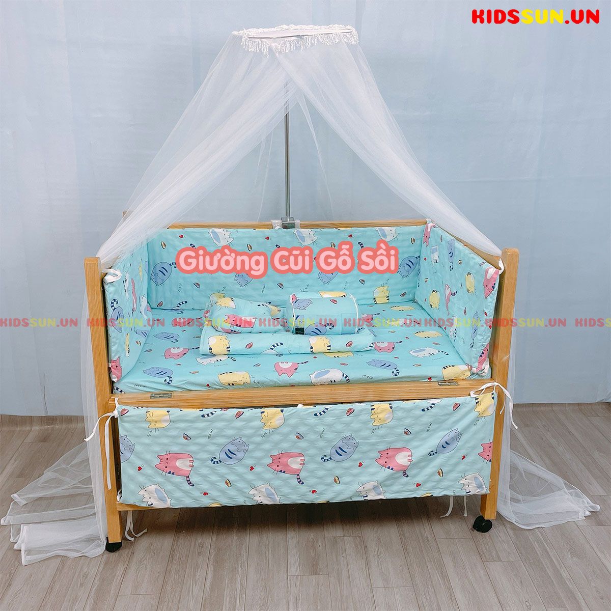 Combo Bộ 8 Sản Phẩm Cho Giường Cũi Gỗ Sồi Màu Tự Nhiên - Mua 8 được 11