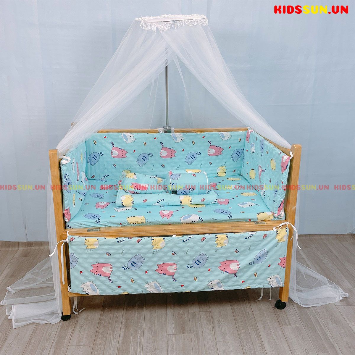 Combo Bộ 8 Sản Phẩm Cho Giường Cũi Gỗ Sồi Màu Tự Nhiên - Mua 8 được 11