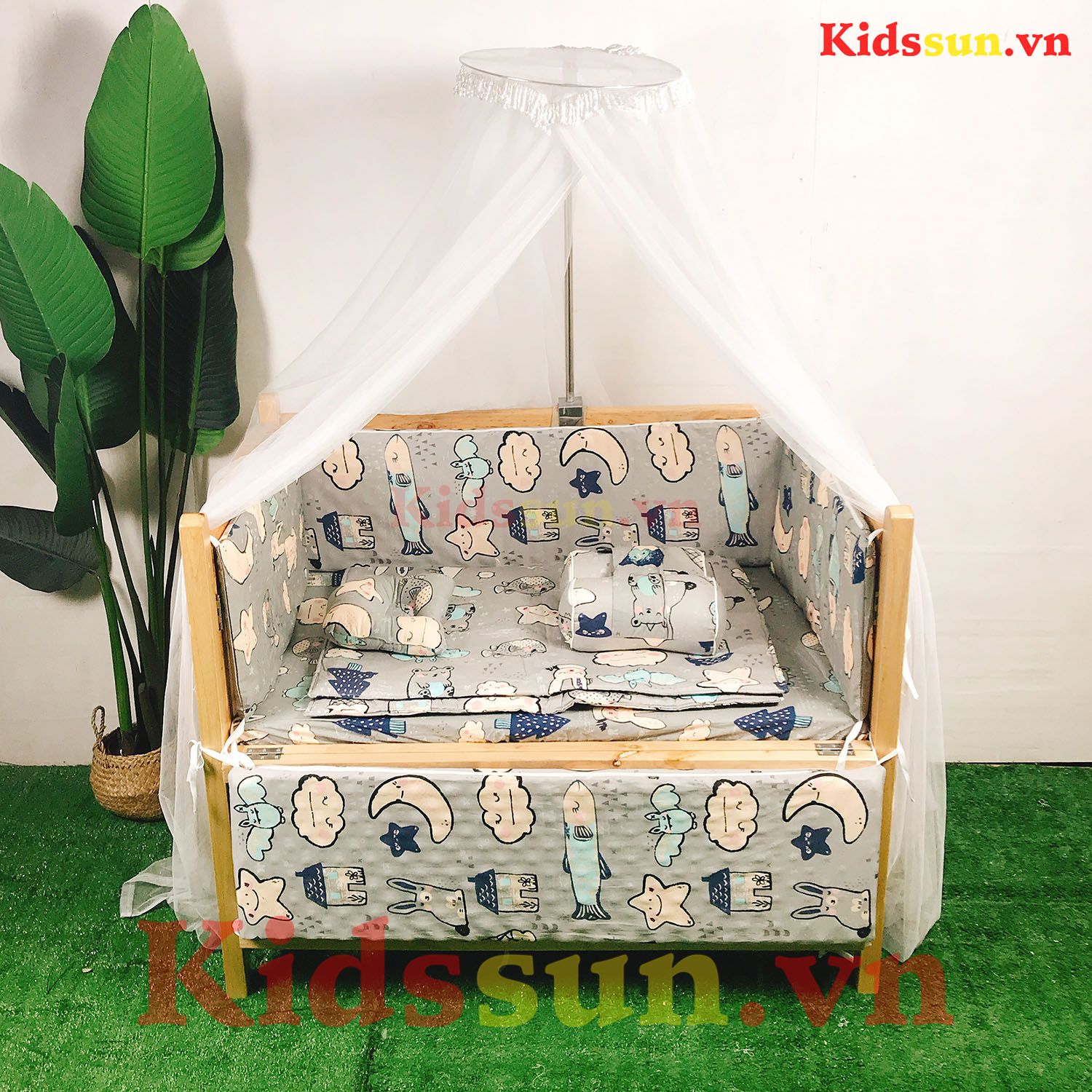 Combo Bộ 8 Sản Phẩm Cho Giường Cũi Gỗ Sồi Màu Tự Nhiên - Mua 8 được 11
