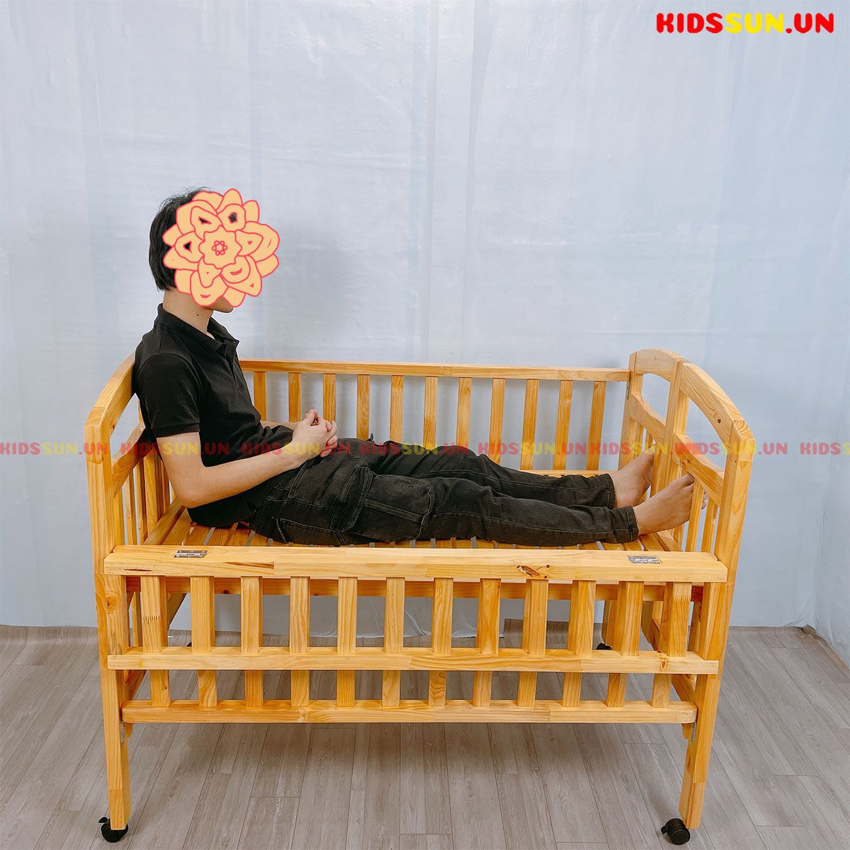 Giường Cũi Gỗ Thông Xuất Khẩu Màu Tự Nhiên - Đẹp Sang Trọng
