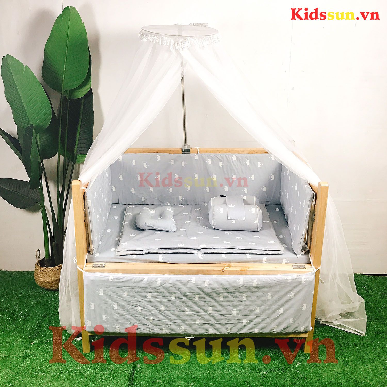 Combo Bộ 8 Sản Phẩm Cho Giường Cũi Gỗ Sồi Màu Tự Nhiên - Mua 8 được 11