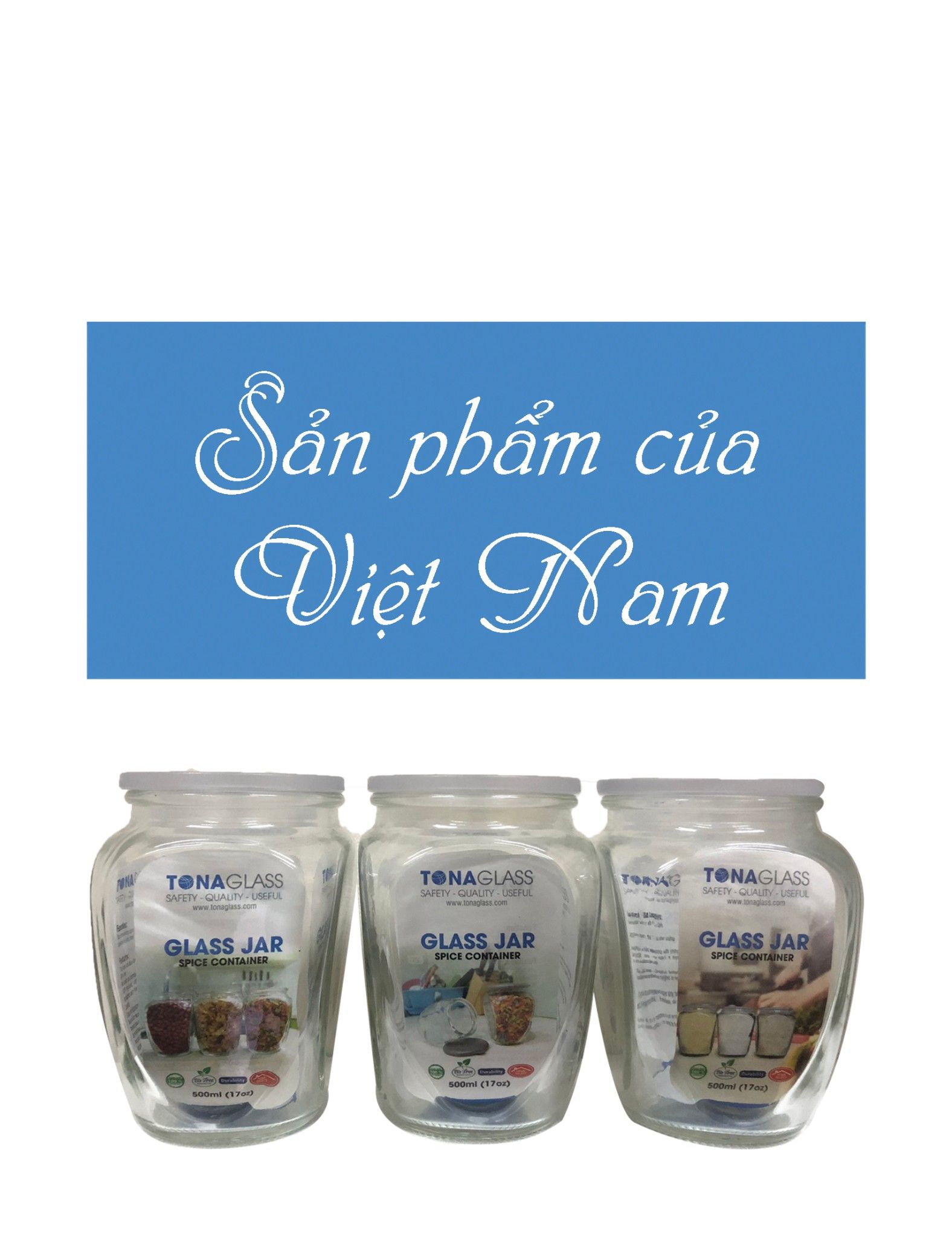Bộ 3 hũ thủy tinh Tonaglass 500ml nắp nhựa PS cao cấp có gioăng silicone