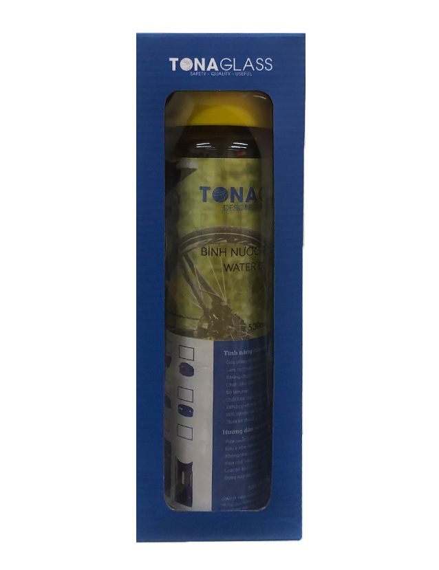 Bình nước thủy tinh Tonaglass dung tích 530ml nắp nhựa tròn