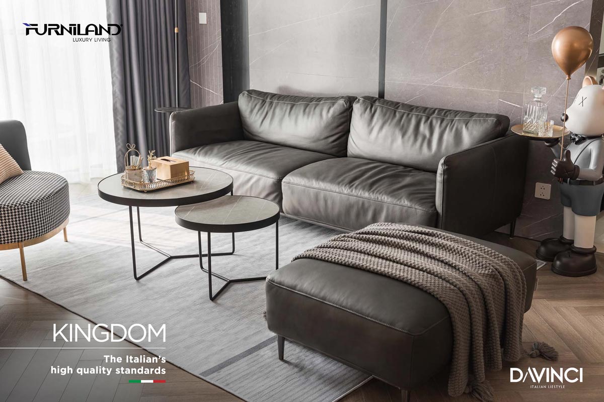 Sofa băng 3 KINGDOM - Sofa nhập khẩu Italia - Sofa Da thật - Sofa cao cấp