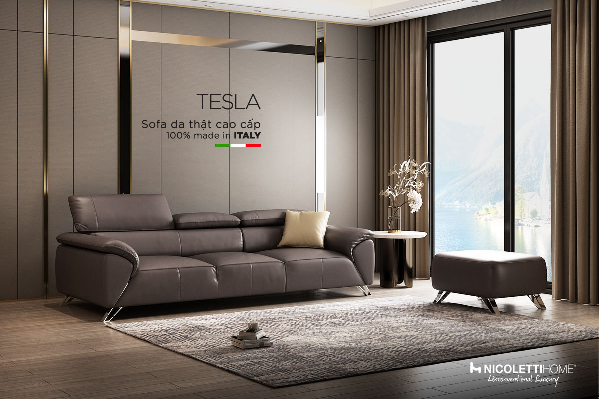 Sofa cao cấp Tesla băng 4 - Sofa nhập khẩu Italia - Da thật 100%