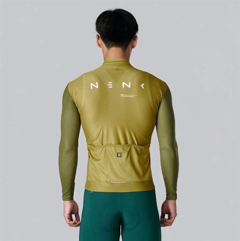 Áo đạp xe dài tay NENK ELITE màu xanh rêu Plain LS Jersey Kline