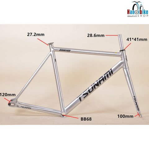 Khung xe đạp Fixed Gear Tsunami SNM100 bạc titan