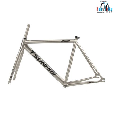 Khung xe đạp Fixed Gear Tsunami SNM100 bạc titan