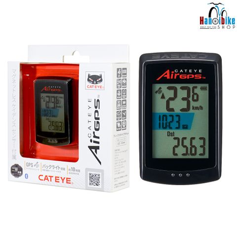 Đồng hồ đo contermet tốc độ xe đạp Cateye AirGPS 100 bắt sóng GPS