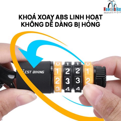 Khoá dây lò xo sử dụng mật mã 4 số West Biking