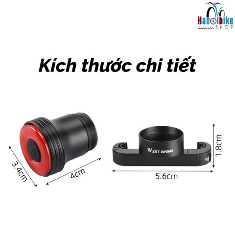 Đèn hậu gắn cọc yên West Biking có cảm biến tự động sáng