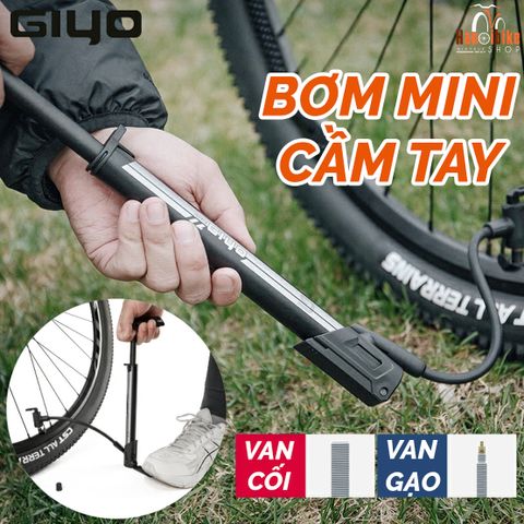 Bơm mini tiện lợi gắn xe đạp GIYO GM64 sử dụng cho cả van gạo, van cối