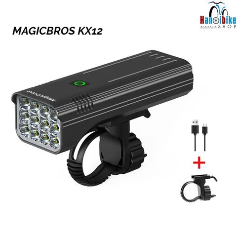 Đèn trước gắn ghi đông xe đạp Magicbros KX12 siêu sáng 12 pha