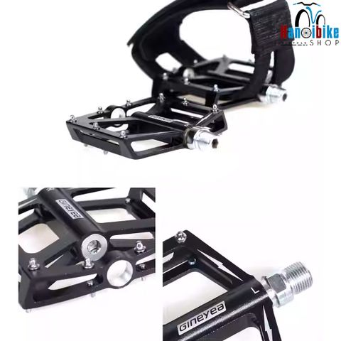 Pedal bàn đạp xe đạp Gineyea gắn đước strap cho Fixed gear, MTB, Touring có bi vòng