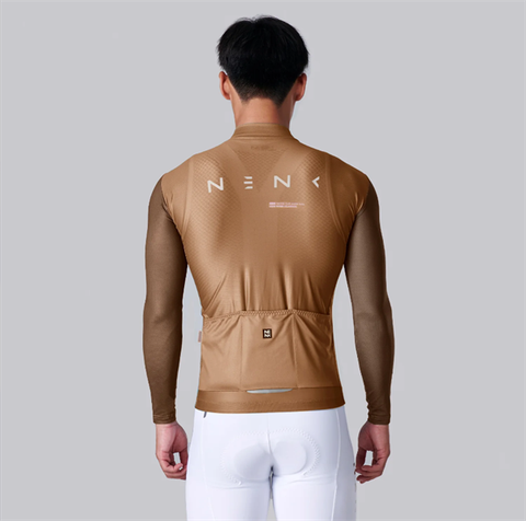 Áo đạp xe dài tay NENK ELITE màu nâu Plain LS Jersey Kline