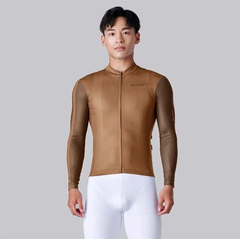 Áo đạp xe dài tay NENK ELITE màu nâu Plain LS Jersey Kline