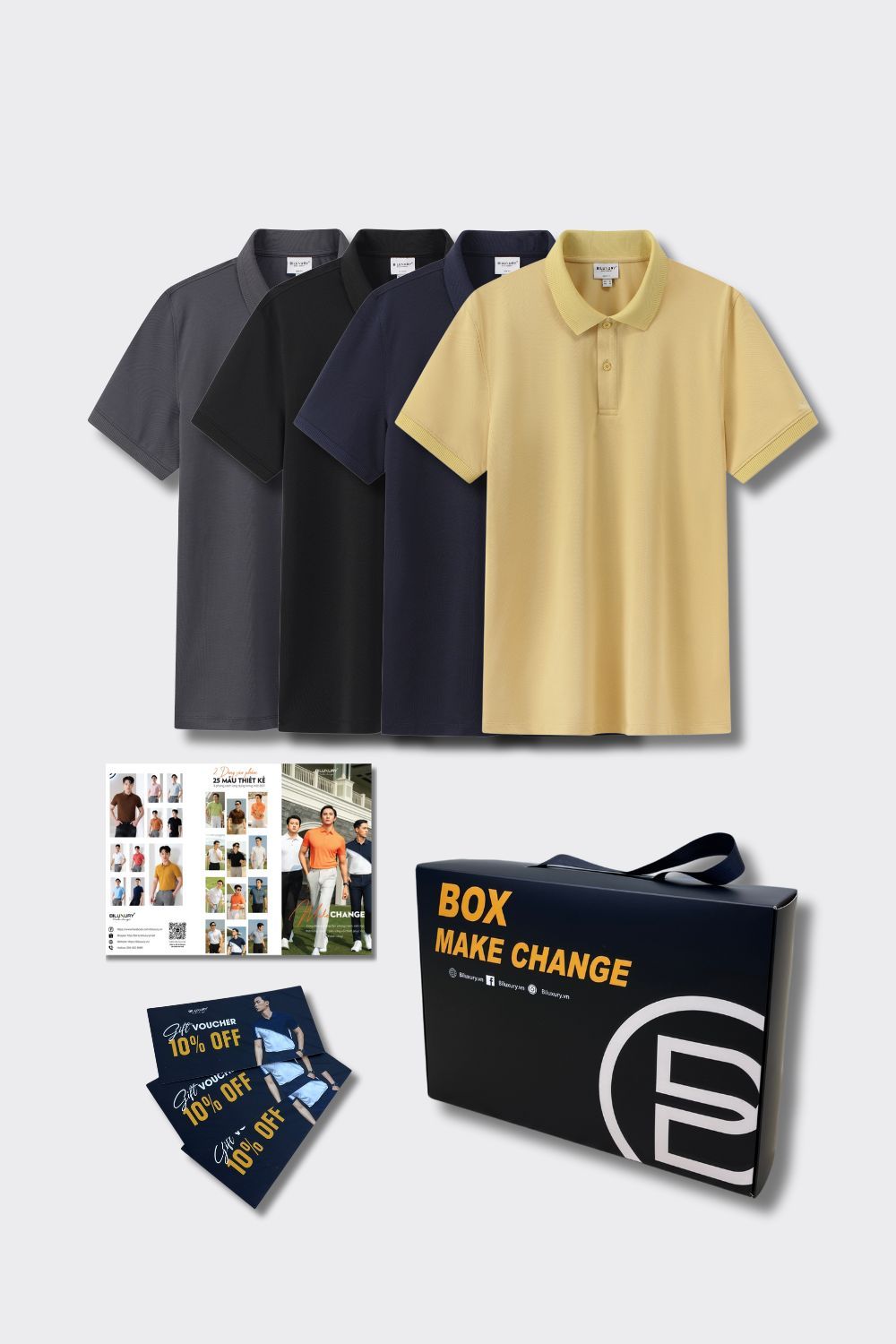  [Giảm 32%] Box 4 Polo Make Change Basic Colors 