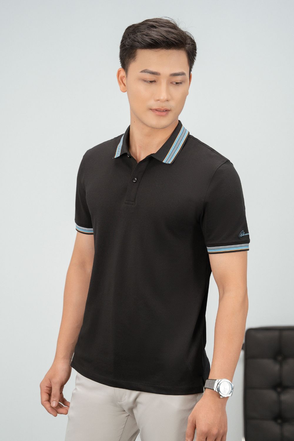  Áo Polo Vải Cotton Mềm Nhẹ, Thoáng Mát, Thấm Hút Nhanh, Chống Nhăn 7APCT030DEN 