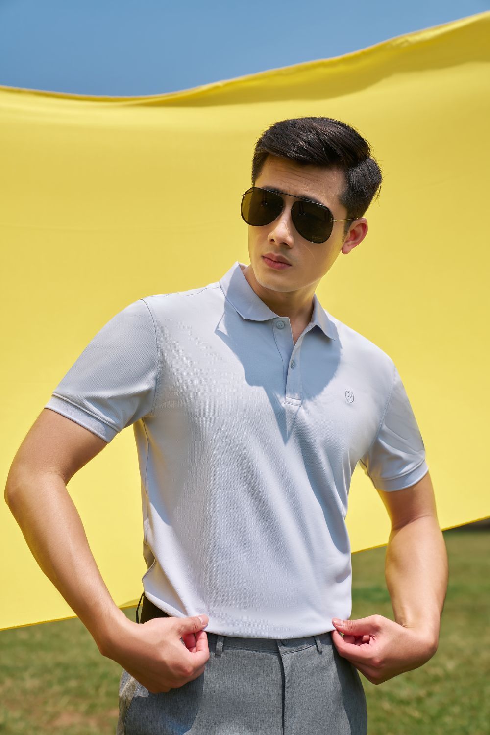  Áo Polo Vải Polyester Bền Màu, Chống Nhăn, Chống Bám Bẩn 7APCB003GHS 