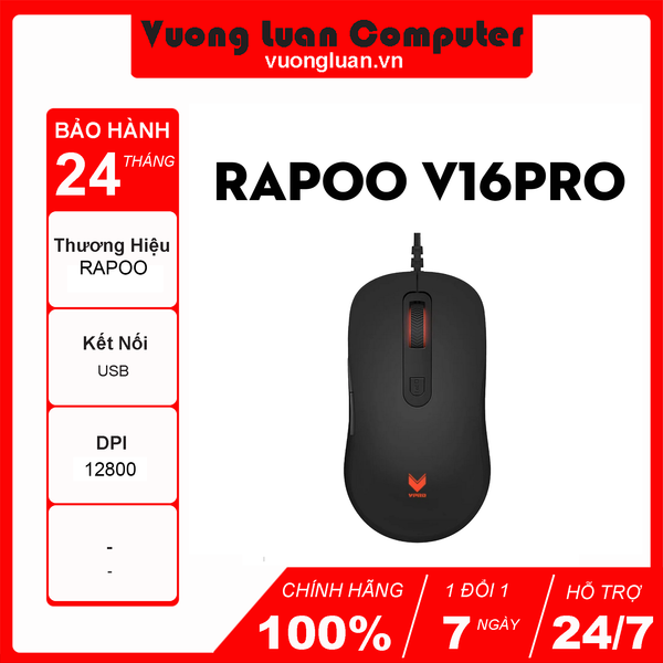 Chuột Gaming Rapoo V16 Pro | Đen, LED, 2000 DPI