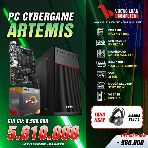 PC Gaming Artemis AMD Ryzen 3 4300G | RAM 16G| SSD 256G | RX VEGA 6