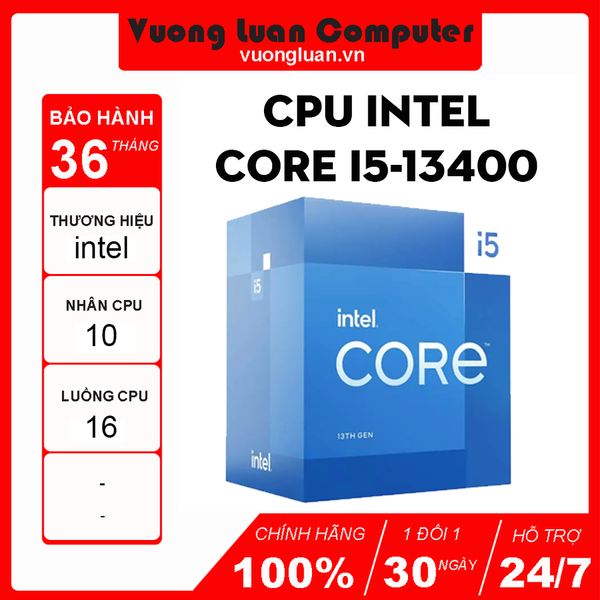 CPU INTEL CORE I5-13400 (UP TO 4.6GHZ, 10 NHÂN 16 LUỒNG, 20MB CACHE, 65W) - SOCKET INTEL LGA 1700/RAPTOR LAKE)