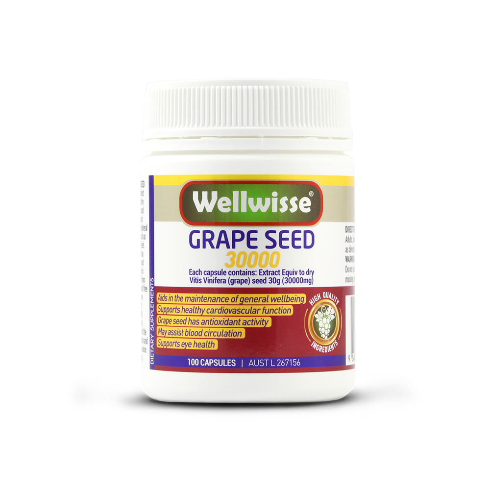 Viên Uống Tinh Chất Hạt Nho Wellwisse Grape Seed 30000 (100 viên)