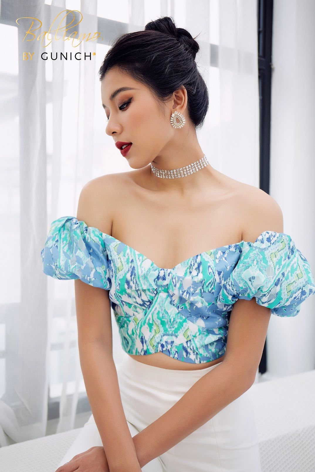 Emerald Off-shoulder Crop Top