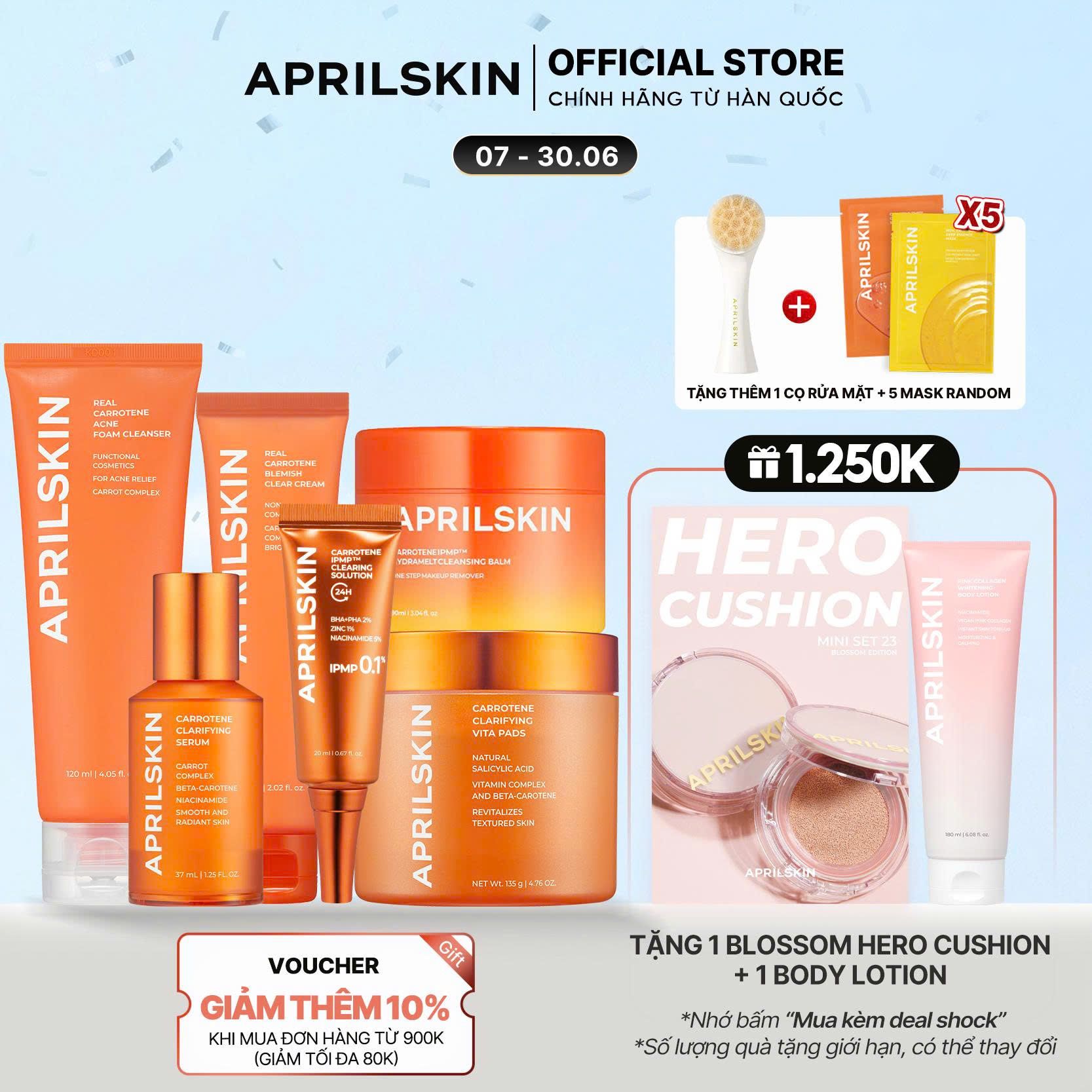 Set Carrot Full 6 món ( Sáp tẩy trang Carrot Balm+ SRM Carrot+ Toner Pad Carrot+ Serum Carrot+ Kem Carrot+ Kem IPMP Solution)*