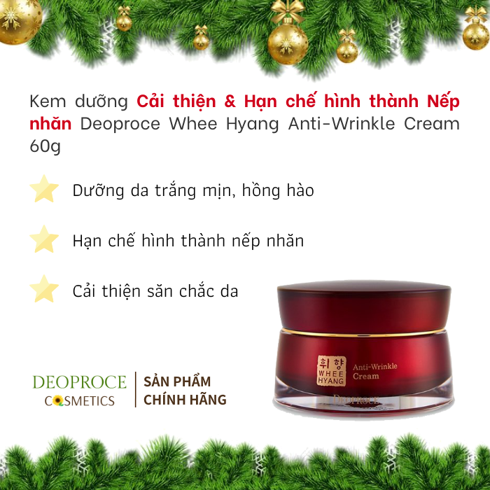 [KEM DƯỠNG NẾP NHĂN] Làn Da Căng Bóng Chiết Xuất Nhân Sâm  Deoproce Whee Hyang Anti-Wrinkle Cream 60g