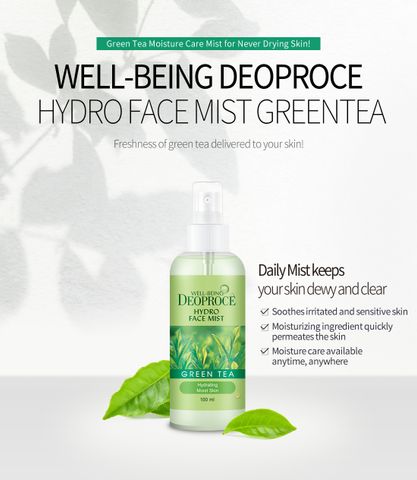 [XỊT KHOÁNG] Ngăn Ngừa Mụn Chiết Xuất Trà Xanh DEOPROCE Well-being Hydro Face Mist Green Tea 100ml