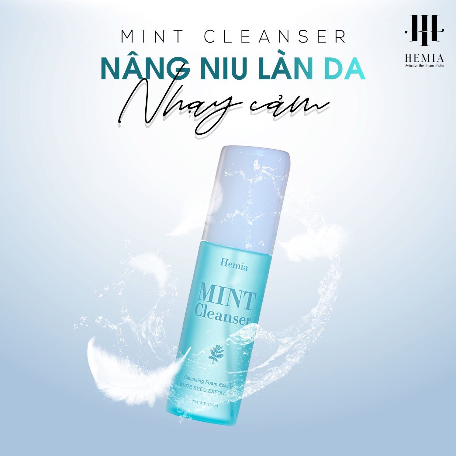 Tinh thể rửa mặt bạc hà Hemia sạch sâu, kiềm dầu, ngừa mụn, dịu nhẹ, an toàn cho da
