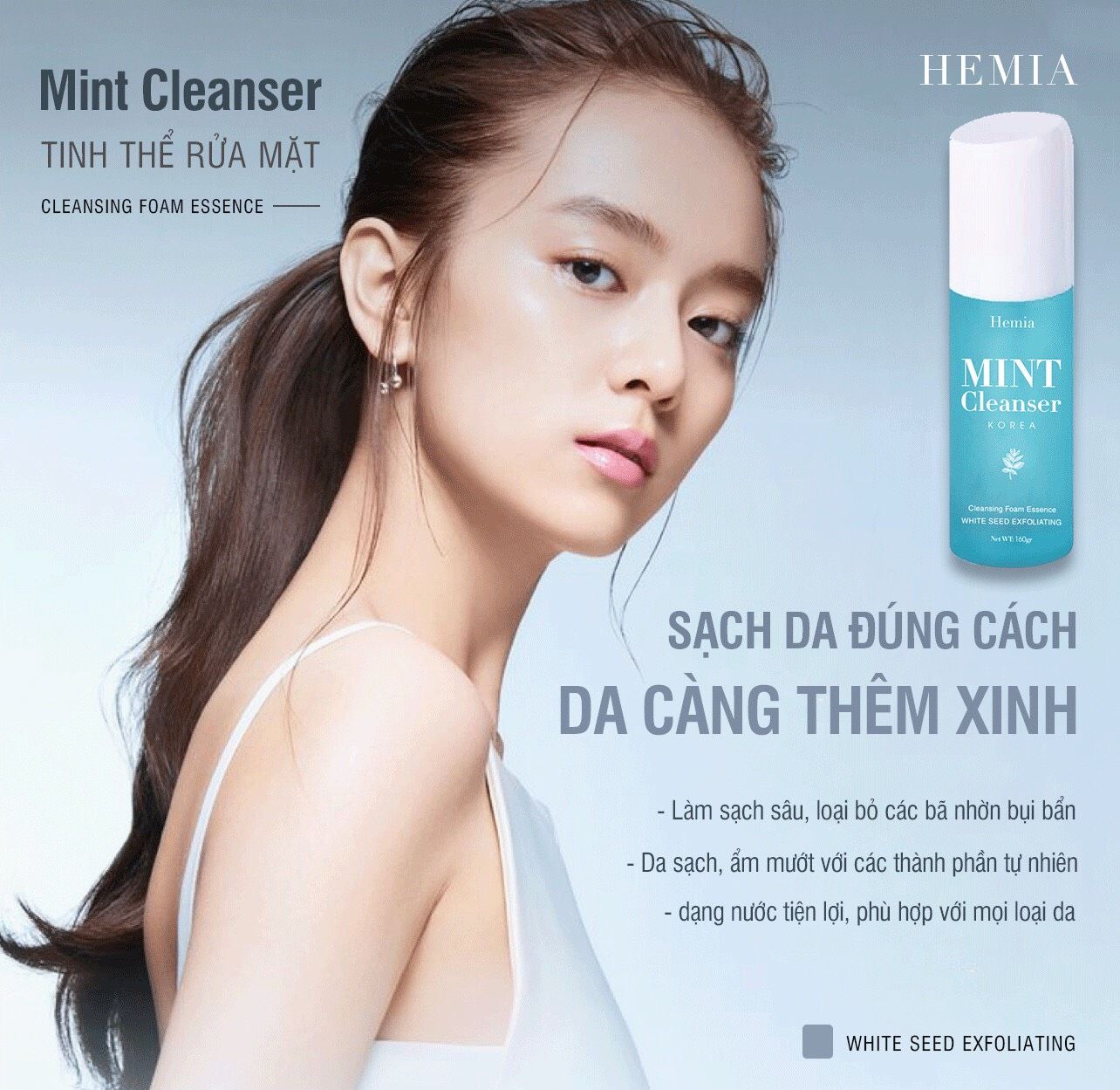 Tinh thể rửa mặt bạc hà Hemia sạch sâu, kiềm dầu, ngừa mụn, dịu nhẹ, an toàn cho da