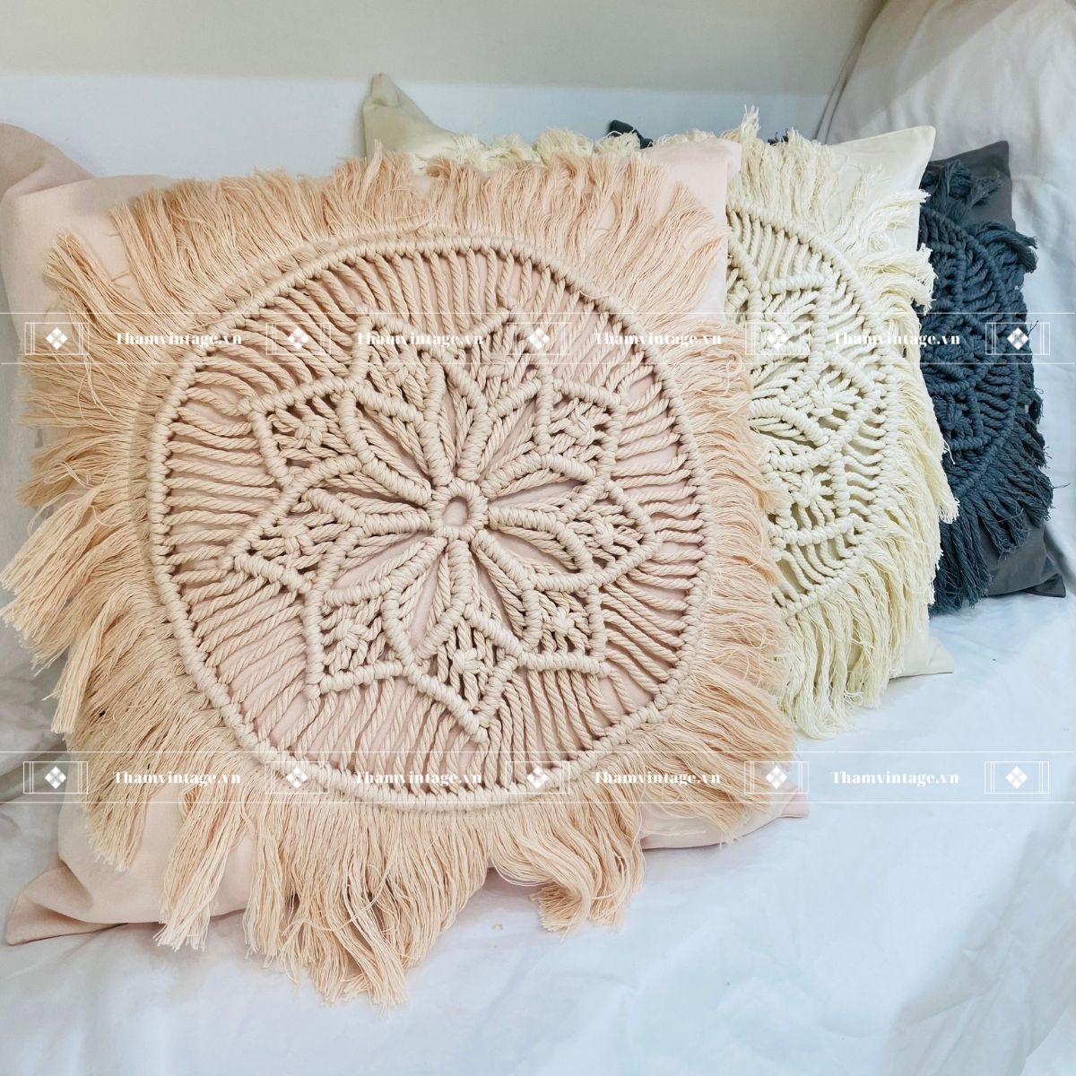  VỎ GỐI MACRAME MẶT TRỜI 