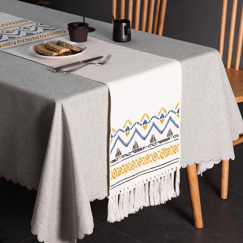 Table runner nhũ vàng xanh