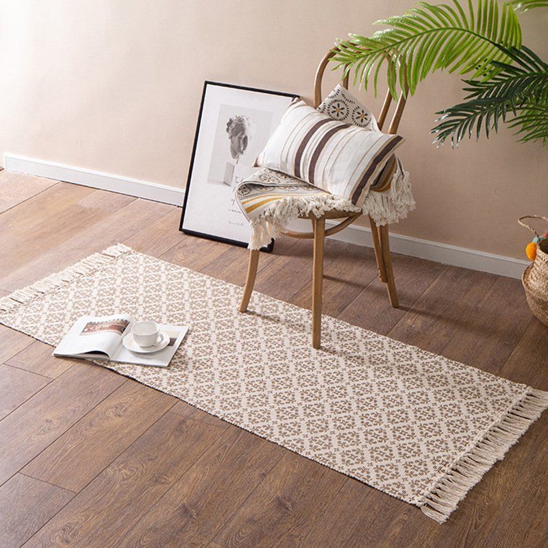 Thảm cạnh giường - thảm chân nâu hoa 70x160cm