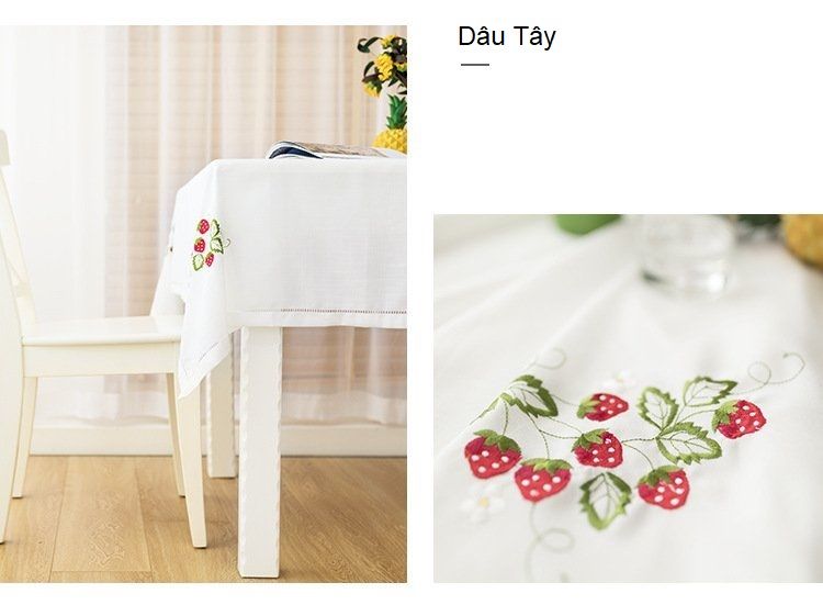 Khải trải bàn thêu tay