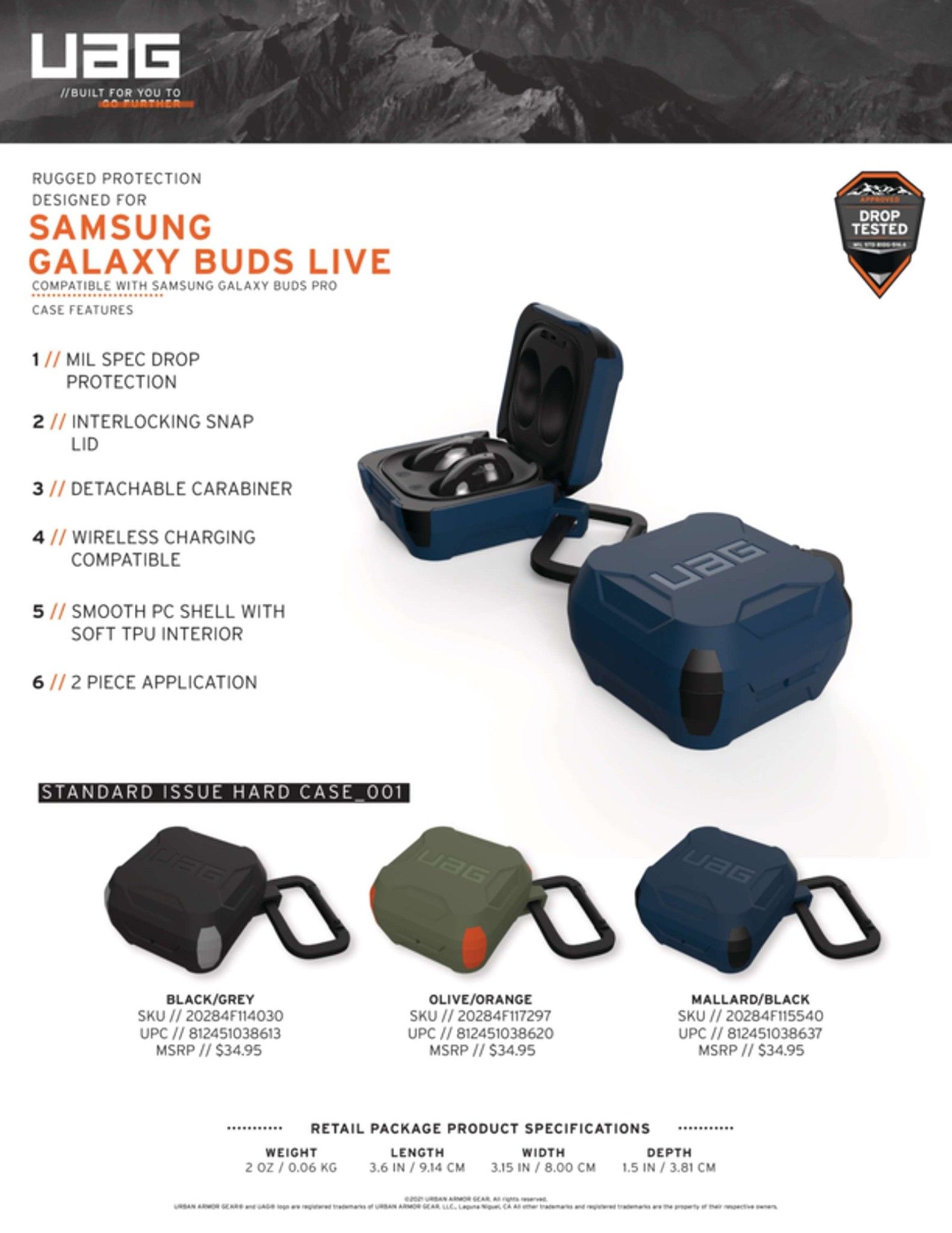 Ốp nhựa cứng UAG Hard Case cho Samsung Galaxy Buds Live/Buds Pro