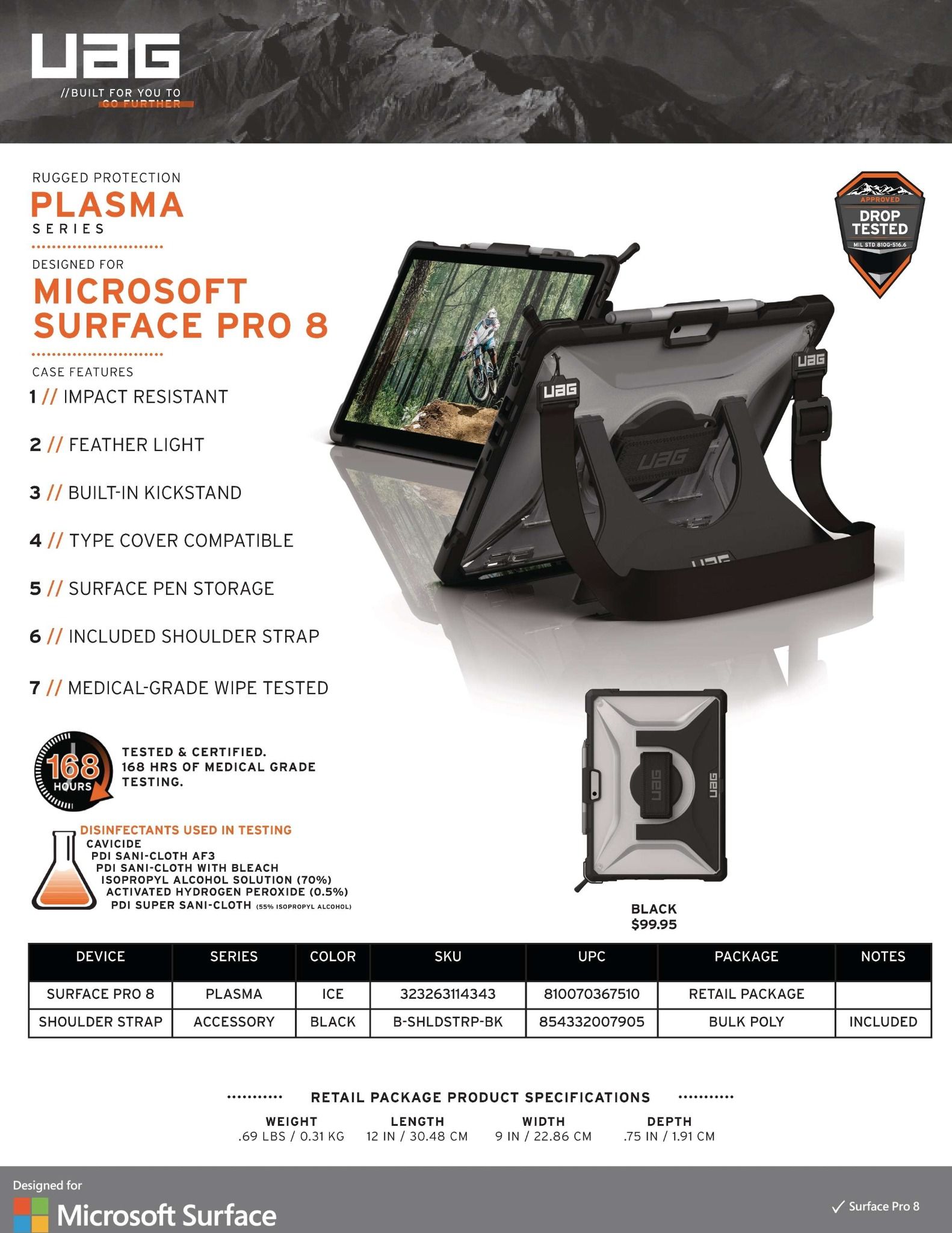 Ốp lưng UAG Plasma cho Microsoft Surface Pro 8 (có Quai xách và Dây đeo)